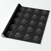40 en Fabulous Modern Black 40th Birthday Cadeaupapier (Uitgerold)