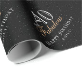 40 en Fabulous Modern Black 40th Birthday Cadeaupapier (Rol Hoek)