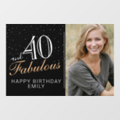 40 en Fabulous Modern Black 40th Birthday Foto Raamsticker (Vel)