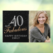 40 en Fabulous Modern Black 40th Birthday Foto Raamsticker (Vel 3)