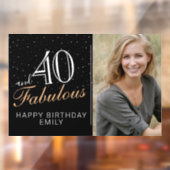 40 en Fabulous Modern Black 40th Birthday Foto Raamsticker (Vel 2)