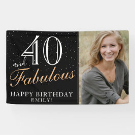 40 en Fabulous Modern Black 40th Birthday Foto Spandoek