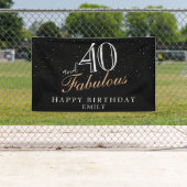 40 en Fabulous Modern Black 40th Birthday Spandoek (Insitu)