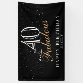 40 en Fabulous Modern Black 40th Birthday Spandoek (Verticaal)