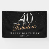 40 en Fabulous Modern Black 40th Birthday Spandoek (Horizontaal)