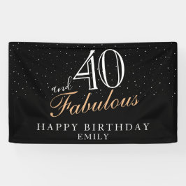 40 en Fabulous Modern Black 40th Birthday Spandoek