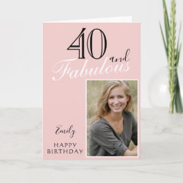 40 en Fabulous Modern Blush Roze Verjaardag Foto Kaart