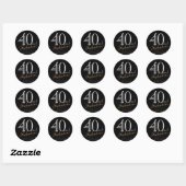 40 en Fabulous Modern Elegant Zwart Verjaardag Ronde Sticker (Vel)