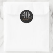 40 en Fabulous Modern Elegant Zwart Verjaardag Ronde Sticker (Tas)