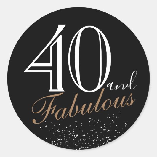 40 en Fabulous Modern Elegant Zwart Verjaardag Ronde Sticker (Voorkant)