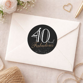40 en Fabulous Modern Elegante Zwarte Verjaardag Ronde Sticker