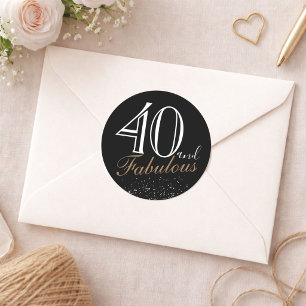 40 en Fabulous Modern Elegante Zwarte Verjaardag Ronde Sticker