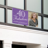 40 en Fabulous Modern Paars 40th Birthday Foto Spandoek (Buitenkant Gebouw)