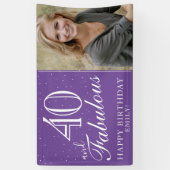 40 en Fabulous Modern Paars 40th Birthday Foto Spandoek (Verticaal)