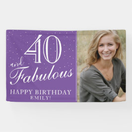 40 en Fabulous Modern Paars 40th Birthday Foto Spandoek