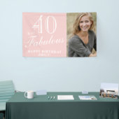 40 en Fabulous Modern Roze 40e Verjaardag Foto Spandoek (Beurs)