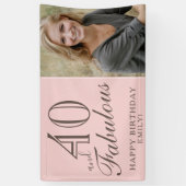 40 en Fabulous Modern Roze 40e Verjaardag Foto Spandoek (Verticaal)