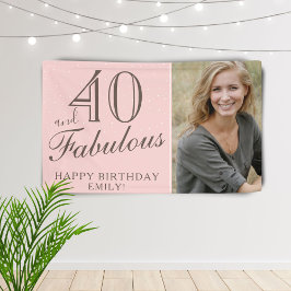 40 en Fabulous Modern Roze 40e Verjaardag Foto Spandoek