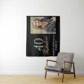 40 en Fabulous Modern Zwarte 40e Verjaardagsfoto  Wandkleed (In situ)