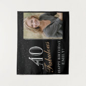 40 en Fabulous Modern Zwarte 40e Verjaardagsfoto  Wandkleed (Voorkant)