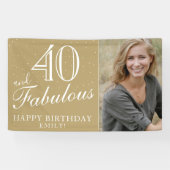 40 en Fabulous Moderne Gouden 40e Verjaardag Foto Spandoek (Horizontaal)