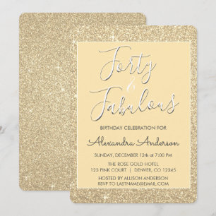 40 en Fabulous Moderne Gouden Glitter Kaart