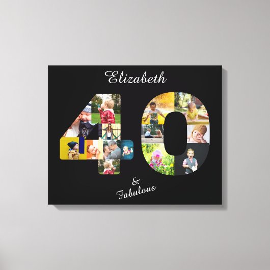 40 en Fabulous Multi Photo Mama 40th Birthday Canvas Afdruk (Voorkant)