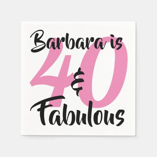 40 en Fabulous Personalized Birthday Party Servet (Voorkant)