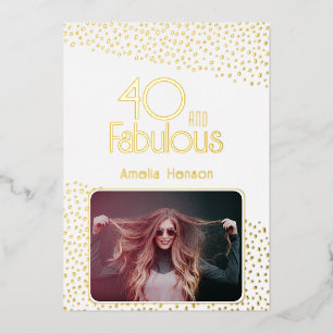 40 en Fabulous Photo 40th Birthday Gold Foil Kaart