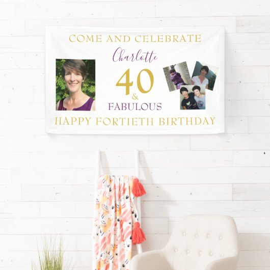 40 en Fabulous Photo Collage 40th Birthday Spandoek (Insitu)