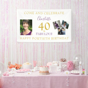 40 en Fabulous Photo Collage 40th Birthday Spandoek