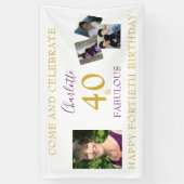 40 en Fabulous Photo Collage 40th Birthday Spandoek (Verticaal)