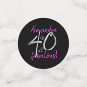 40 en Fabulous Pink and Black, op maat gemaakt Confetti (Kleine voorkant)