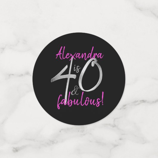 40 en Fabulous Pink and Black, op maat gemaakt Confetti (Kleine voorkant)