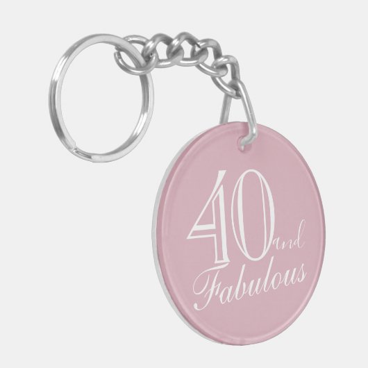 40 en Fabulous Pink Elegant Script 40th Verjaardag Sleutelhanger (Voorkant Links)