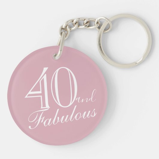 40 en Fabulous Pink Elegant Script 40th Verjaardag Sleutelhanger (Achterkant)