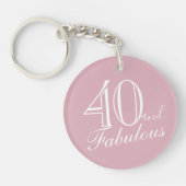 40 en Fabulous Pink Elegant Script 40th Verjaardag Sleutelhanger (Voorkant)