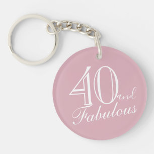 40 en Fabulous Pink Elegant Script 40th Verjaardag Sleutelhanger