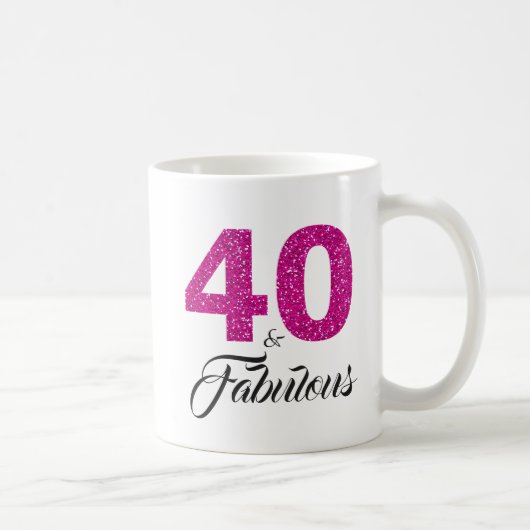 40 en Fabulous Pink Glitter 40th Birthday Koffiemok (Rechts)