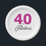 40 en Fabulous Pink Glitter 40th Birthday Party Papieren Bordje<br><div class="desc">Het vieren van 40-jarige draaien in stijl met dit elegante 40ste verjaardagsontwerp. 40 en geweldig in roze en zwarte hete glitter. In onze winkel zijn ook overeenkomende partijbenodigdheden en uitnodigingen voor de 40ste verjaardag beschikbaar. Als je hulp nodig hebt, kun je contact met ons opnemen via onze winkel. We helpen...</div>