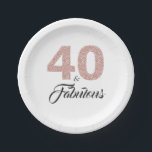 40 en Fabulous Pink Glitter 40th Birthday Party Papieren Bordje<br><div class="desc">Het vieren van 40-jarige draaien in stijl met dit elegante 40ste verjaardagsontwerp. 40 en geweldig in roze glitter en zwart. In onze winkel zijn ook overeenkomende partijbenodigdheden en uitnodigingen voor de 40ste verjaardag beschikbaar. Als je hulp nodig hebt, kun je contact met ons opnemen via onze winkel. We helpen je...</div>