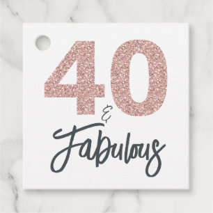 40 en Fabulous Pink Glitter Verjaardagsfeest Bedankjes Labels