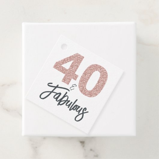 40 en Fabulous Pink Glitter Verjaardagsfeest Bedankjes Labels (In situ)