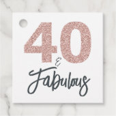 40 en Fabulous Pink Glitter Verjaardagsfeest Bedankjes Labels (Voorkant)