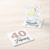 40 en Fabulous Pink Glitter Verjaardagsfeest Kartonnen Onderzetters (Insitu)