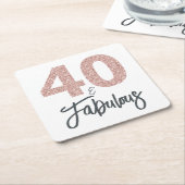 40 en Fabulous Pink Glitter Verjaardagsfeest Kartonnen Onderzetters (Schuin)