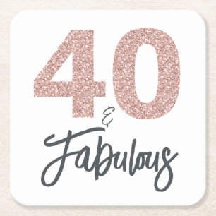 40 en Fabulous Pink Glitter Verjaardagsfeest Kartonnen Onderzetters
