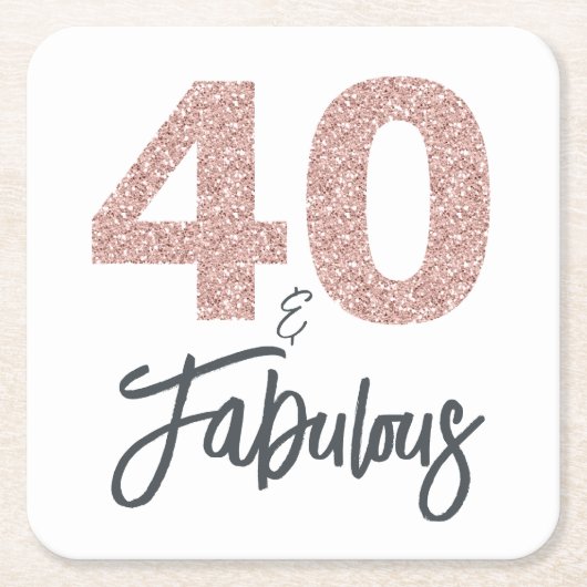40 en Fabulous Pink Glitter Verjaardagsfeest Kartonnen Onderzetters (Voorkant)