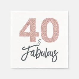 40 en Fabulous Pink Glitter Verjaardagsfeest Servet