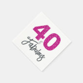 40 en Fabulous Pink Glitter Verjaardagsfeest Servet (Hoek)